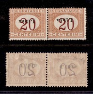 COLONIE ITALIANE - LIBIA - 1915 - Segnatasse - 20 Cent (3c) - Coppia Orizzontale Con Soprastampe Capovolte E Oblique - G - Sonstige & Ohne Zuordnung