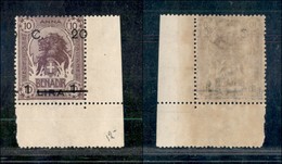 COLONIE ITALIANE - SOMALIA - 1916 - 20 Cent Su 1 Lira Su 10 Anna (18d) Angolo Di Foglio - Soprastampa A Cavallo - Gomma  - Other & Unclassified