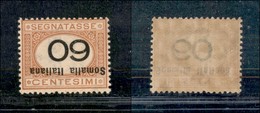 COLONIE ITALIANE - SOMALIA - 1926 - Segnatasse - 60 Cent (47a) Soprastampa E Cifra Capovolte - Gomma Integra - Cert. AG  - Autres & Non Classés