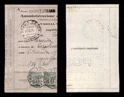 COLONIE ITALIANE - TRIPOLITANIA - Segnatasse Vaglia - 40 Cent (2) - Coppia Su Ricevuta Vaglia Da Tripoli N.1 Del 7.12.25 - Altri & Non Classificati