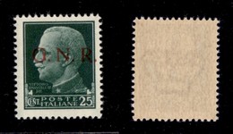 REPUBBLICA SOCIALE - GNR VERONA - 1944 - 25 Cent (474iab) Con Punto Piccolo Dopo G - Gomma Integra - Non Catalogato - Ce - Other & Unclassified