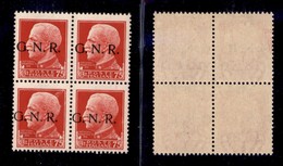 REPUBBLICA SOCIALE - GNR VERONA - 1944 - 75 Cent (478) In Quartina - Gomma Integra - G Punto Piccolo (iab) + N Punto Pic - Other & Unclassified