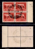 REPUBBLICA SOCIALE - GNR VERONA - 1944 - 5 Lire (485) - Quartina Bordo Foglio (pos.79/90) Usata A Verona (Borsa) 11.11.4 - Sonstige & Ohne Zuordnung