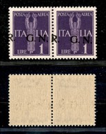 REPUBBLICA SOCIALE - GNR VERONA - 1944 - 1 Lira (121cb-Aerea) Coppia Orizzontale Con Soprastampe Oblique - Gomma Integra - Other & Unclassified