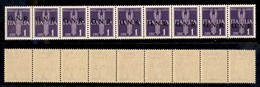 REPUBBLICA SOCIALE - GNR VERONA - 1944 - 1 Lira (121cb-Aerea) Striscia Orizzontale Di Nove Con Soprastampe Oblique - Gom - Altri & Non Classificati