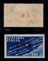 REPUBBLICA SOCIALE - GNR VERONA - 1944 - 2 Lire (122-Aerea) Con Parziale Decalco D’appoggio Spostato - Ottima Centratura - Altri & Non Classificati