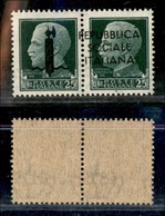 REPUBBLICA SOCIALE - SAGGI - 1944 - Saggi - Genova - 25 + 25 Cent (P6a) Con Soprastampa Obliqua + Trattino Sulla A Di Re - Other & Unclassified