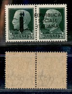 REPUBBLICA SOCIALE - SAGGI - 1944 - Saggi - Genova - 25 + 25 Cent (P6a) Con Soprastampa Obliqua + Trattino Sulla A Di Re - Altri & Non Classificati