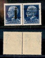 REPUBBLICA SOCIALE - SAGGI - 1944 - Saggi - Genova - 1,25 + 1,25 Lire (P9) Con Punto A Destra Del Nastro (pos.32) - Gomm - Other & Unclassified