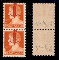 REPUBBLICA SOCIALE - SAGGI - 1944 - Saggi - 1,75 Lire (P21bb) - Coppia Verticale Con Soprastampe In Alto (a Cavallo) - P - Other & Unclassified