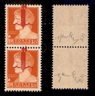 REPUBBLICA SOCIALE - SAGGI - 1944 - Saggi - 1,75 Lire (P21bb) - Coppia Verticale Con Soprastampe In Alto (a Cavallo) - P - Altri & Non Classificati