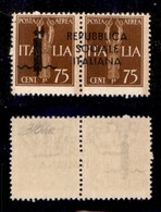 REPUBBLICA SOCIALE - SAGGI - 1944 - Genova - Saggi - 75 + 75 Cent (P3-Aerea) Con Soprastampa Spostata A Cavallo - Gomma  - Other & Unclassified