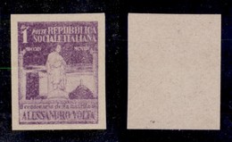 REPUBBLICA SOCIALE - SAGGI - 1945 - Saggi - Volta - 1 Lira (Unificato 513B) - Carta Grigia - Senza Gomma - Autres & Non Classés