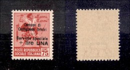 REPUBBLICA SOCIALE - CASTIGLIONE INTELVI - 1945 - 1 Lira Su 75 Cent (11) - Gomma Integra - Cert. AG (1.000) - Other & Unclassified