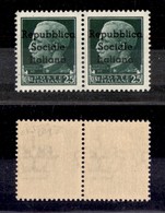 REPUBBLICA SOCIALE - TERAMO - 1944 - 25 Cent (3+3k) In Coppia Con L Diversa A Destra (pos.66/67) - Gomma Integra - Rayba - Other & Unclassified