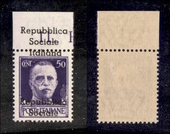 REPUBBLICA SOCIALE - TERAMO - 1944 - 50 Cent (6d) Con Soprastampa Spostata Sul Bordo Foglio - Gomma Integra - Autres & Non Classés