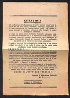 CLN - LOCALI - LOCALI - 1944 (20 Giugno) - Trieste/Comitato Di Liberazione Nazionale - Morte All’invasore Tedesco - Vola - Autres & Non Classés