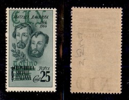 CLN - LOCALI - TORINO - 1945 - 25 Cent Bandiera (Errani 14 Varietà) Con Soprastampa Verde - Gomma Integra - Cert. Raybau - Autres & Non Classés