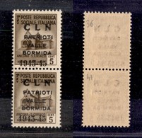 CLN - LOCALI - VALLE BORMIDA - 1945 - Soprastampa Modificata - 5 Cent (1A) In Coppia Verticale - Pezzo Superiore Con Sop - Altri & Non Classificati