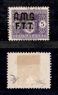 TRIESTE - ZONA A - 1947 - 5 Lire Segnatasse (4Aaa-senza Filigrana) - Usato - Soprastampa Spostata - Oliva + Cert. AG (1. - Otros & Sin Clasificación