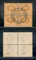 SAN MARINO - 1890 - 5 Cent (2) - Quartina Usata Diena + Raybaudi + Cert. AG - 12.2.94 (1.000) - Autres & Non Classés