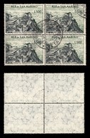 SAN MARINO - 1958 - 500 Lire Veduta (475) - Quartina Usata - Autres & Non Classés