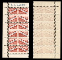 SAN MARINO - 1928 - Pacchi Postali - 25 Cent (4) - Blocco Di Sei Con Tripla Dentellatura (una Cieca) - Gomma Integra - N - Andere & Zonder Classificatie