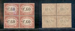 SAN MARINO - 1924 - Segnatasse - 60 Cent (14) In Quartina - Gomma Integra - Ottimamente Centrata - Cert. AG - Altri & Non Classificati