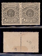 EUROPA - LUSSEMBURGO - 1875 - 2 Cent Stemma (28) - Coppia Orizzontale - Gomma Originale (320+) - Autres & Non Classés