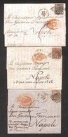 LOTTI - COLLEZIONI - PONTIFICIO - 1858/1859 - 5 Bai (6) - Tre Lettere D’archivio Da Roma A Napoli Col 5 Bai (6) Isolato  - Other & Unclassified