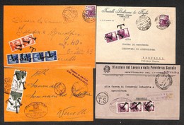 LOTTI - COLLEZIONI - REPUBBLICA - 1947/1959 - 4 Frontespizi Con Affrancatura Del Periodo Utilizzata Come Tassazione - In - Sonstige & Ohne Zuordnung