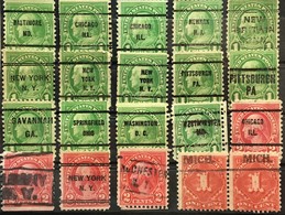 Préoblitérés Precancel USA (°) 20 Stamps Various 228 (x14), 229 (x4), Taxe 29 (?) (x2) – 168 - Voorafgestempeld