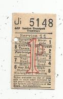 Ticket De Transport, London Transport TRAMWAYS , Service 11 , 1D , 2 Scans - Europa