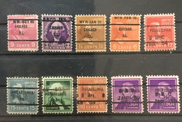 Préoblitérés Etats-Unis Precancel USA With Dates (°) 10 Stamps Avec Dates – 170 - Voorafgestempeld