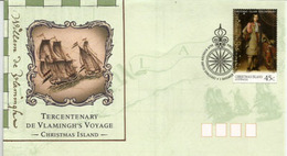 Explorateur Hollandais Willem De Vlamingh,découverte De La Côte Ouest De L'Australie En 1696. FDC 1996 Tricentenaire - Christmas Island