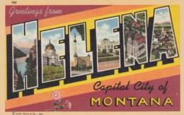 Large Letter Greetings From Helena Montana, State Capitol City C1940s Vintage Curteich Linen Postcard - Helena