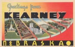 Large Letter Greetings From Kearney Nebraska, Art Deco Font, C1940s Vintage Curteich Linen Postcard - Kearney