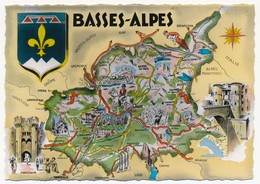 CPSM - BASSES ALPES - Carte Du Département - Digne