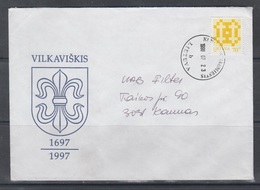 Lithuania Litauen 1998 Used Cover Coat Of Arms Vilkaviskis,cancel Kudirkos Naumiestis - Lituania