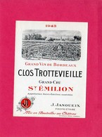 Etiquette Vin, Grand Cru St-Emilion, Clos Trottevieille, 1943 - Collections, Lots & Séries