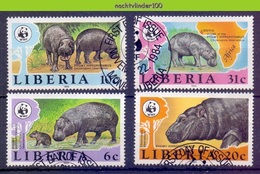 Mys021sg WWF ZOOGDIER NIJLPAARD MAMMAL HIPPO ZWERGFLUSSPFERD LIBERIA 1984 Gebr/used - Gebraucht