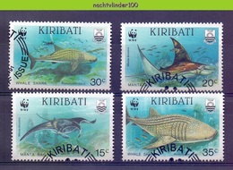 Nbh105sg WWF FAUNA WALVISHAAI DUIKER DIVER WHALE SHARK MANTA ROG MANTA RAY KIRIBATI 1991 Gebr/used - Used Stamps