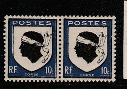 FRANCE N°755 10C OUTREMER ET NOIR BLASON DE LA  CORSE SANS SIGNATURE TENANT A NORMAL - Neufs