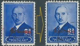 Turchia Turkey 1945 President Inonu,Surcharged Red"4.50/6¾ (K)/K,dark Overseas,Variety Of Color,typographical Error, - Oblitérés