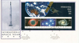 Année Internationale De L'Espace 1992. Bloc-feuillet Sur FDC. Oblitération Siding Spring Observatory. - Océanie