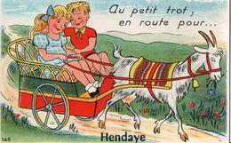 Hendaye        64         Carte A Système Dépliant Avec Minivues Attelage De Chèvre         (voir Scan) - Hendaye