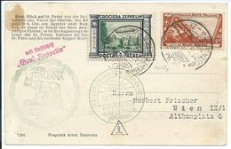 Storia Postale Posta Aerea Zeppelin 1933 (29 Maggio). Zeppelin- Volo Su Roma Cartolina Per Vienna. Firma Colla. - Marcophilia (Zeppelin)