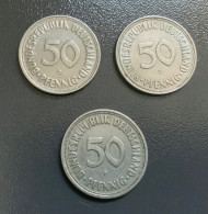 GERMANIA - DEUTSCHLAND 3 Monete 50 PFENNIG 1950 Zecca F, G E J - 50 Pfennig