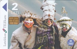 Latvia, D-055, Masks, Christmas, 2 Scans. - Noel