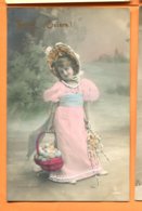 MAI185, Joyeuse Pâques, Petite Fille Avec Un Chapeau Et Un Panier D'oeufs, Circulé 1909 - Pasqua
